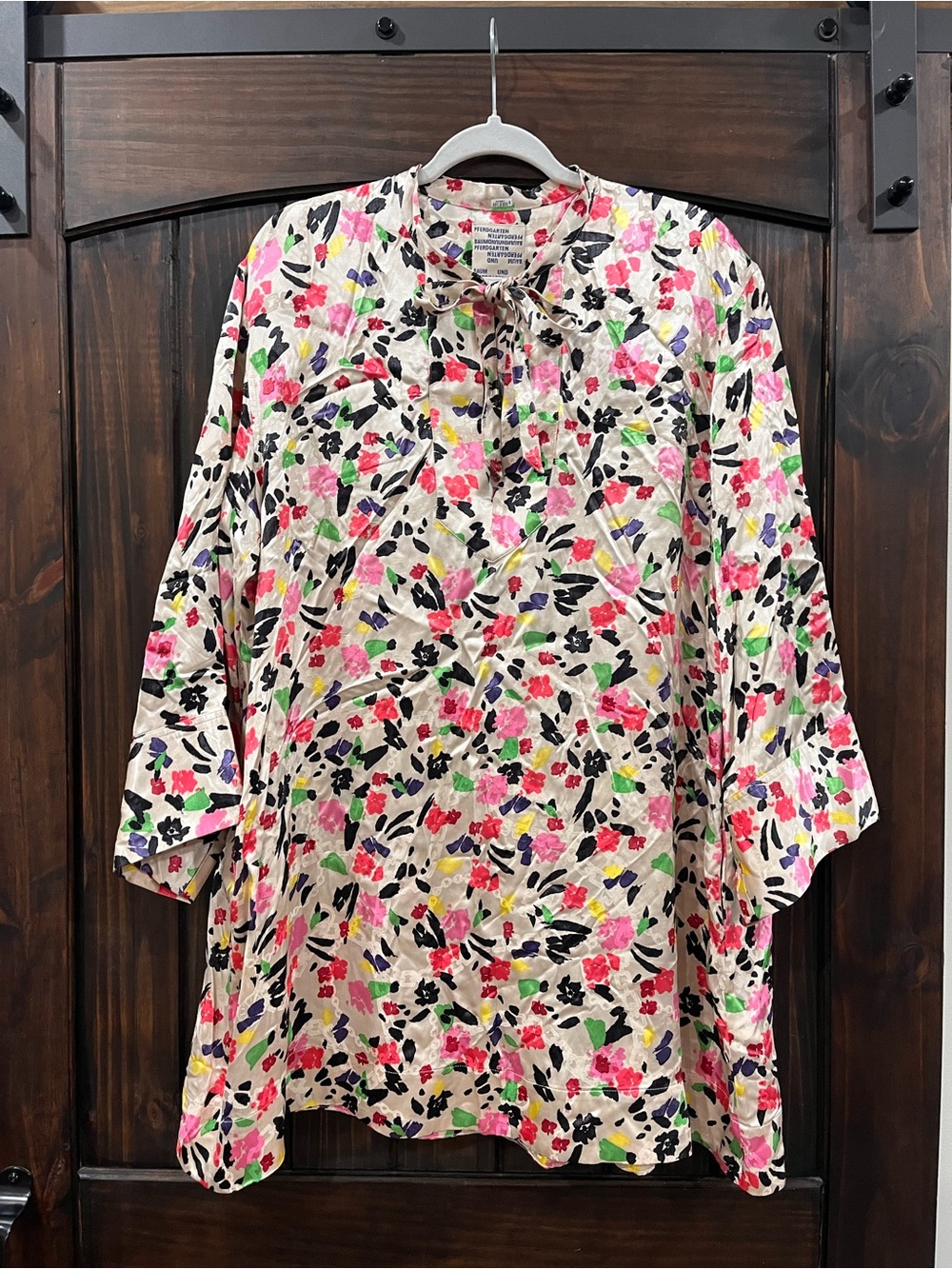 Baum und Pferdgarten Floral Jacquard Tie-Neck dress– Size 36 (US Small)